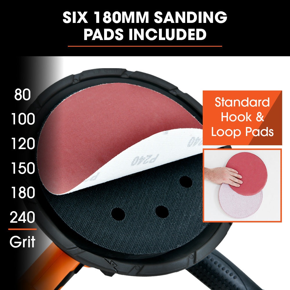 Unimac 180Mm 850W Handheld Drywall Sander Electric Wall Sanding Machine With Automatic Vacuum System Led Worklight 6X Di