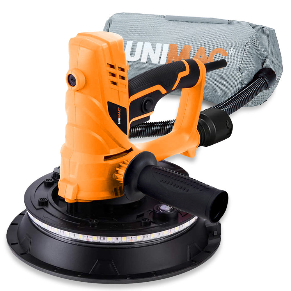 Unimac 180Mm 850W Handheld Drywall Sander Electric Wall Sanding Machine With Automatic Vacuum System Led Worklight 6X Di