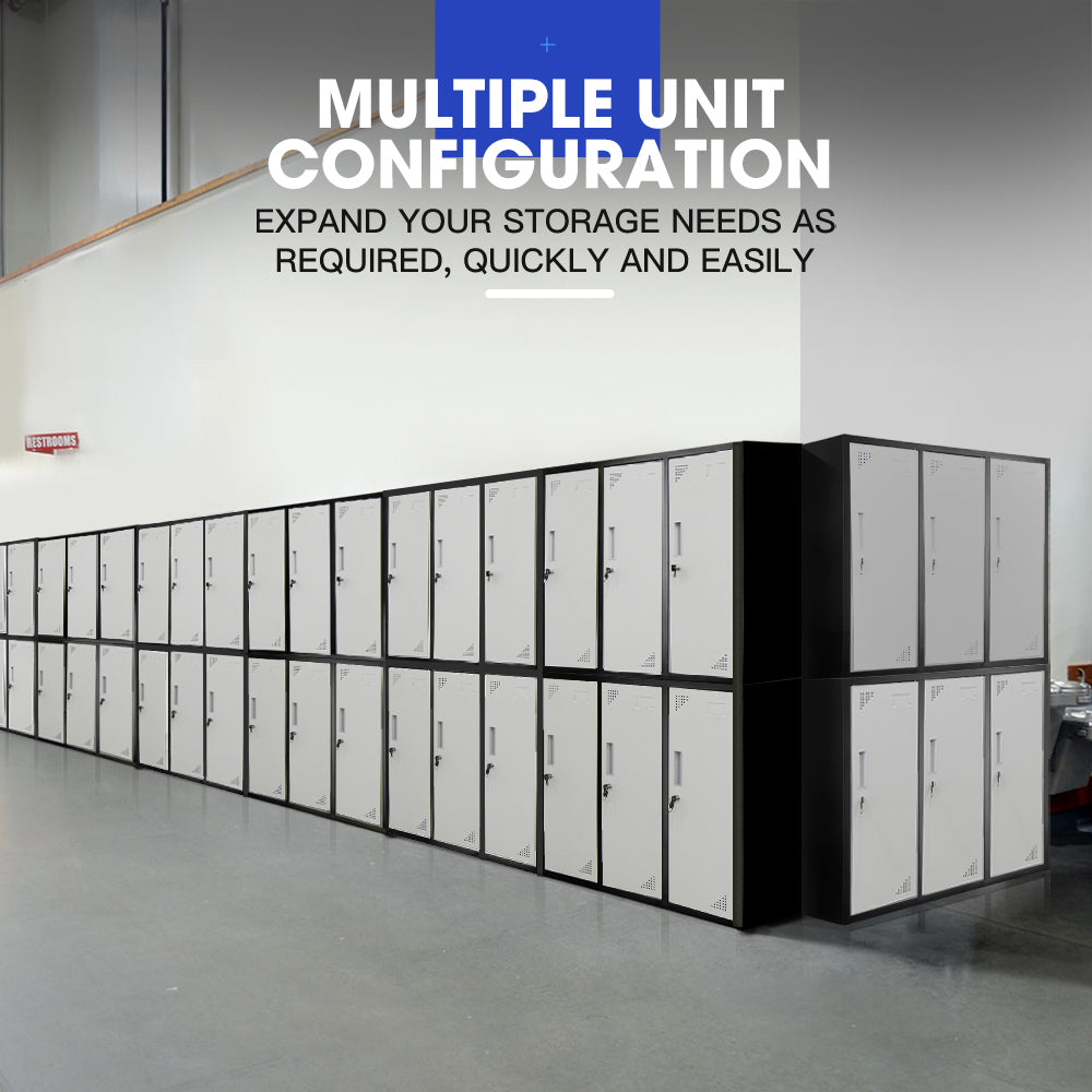 Fortia 6 Door Metal Storage Cabinet Lockers Gym Office Black And Grey