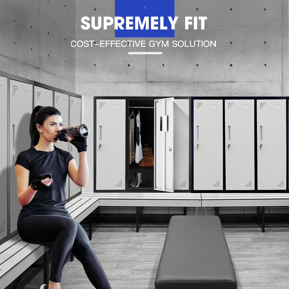 Fortia 6 Door Metal Storage Cabinet Lockers Gym Office Black And Grey