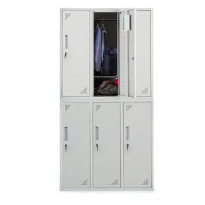 Fortia 6 Door Metal Storage Cabinet Lockers Gym Office Grey