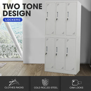 Fortia 6 Door Metal Storage Cabinet Lockers Gym Office Grey