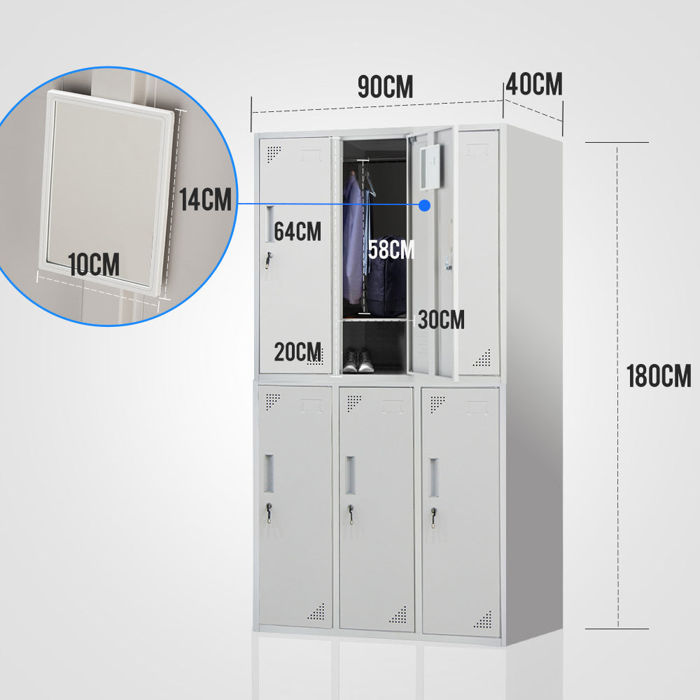 Fortia 6 Door Metal Storage Cabinet Lockers Gym Office Grey