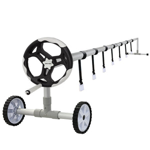 Aurelaqua Aluminium Swimming Pool Cover Roller (3.15 4.05M Length) Black/Light Grey Handle