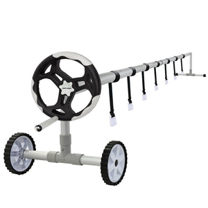 Aurelaqua Aluminium Swimming Pool Cover Roller (3.15 4.05M Length) Black/Light Grey Handle