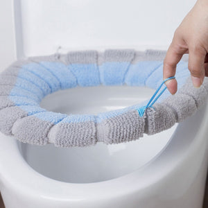 Toilet Seat Cover Blue Soft Warmer Washable Mat Cushion Accessories