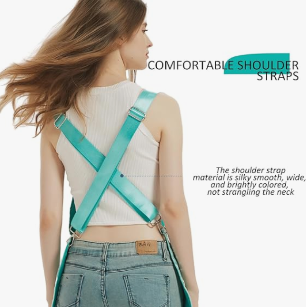 Kitchen Apron Sky Blue Waterproof Oilproof Canvas Double Layer For Work Clothes