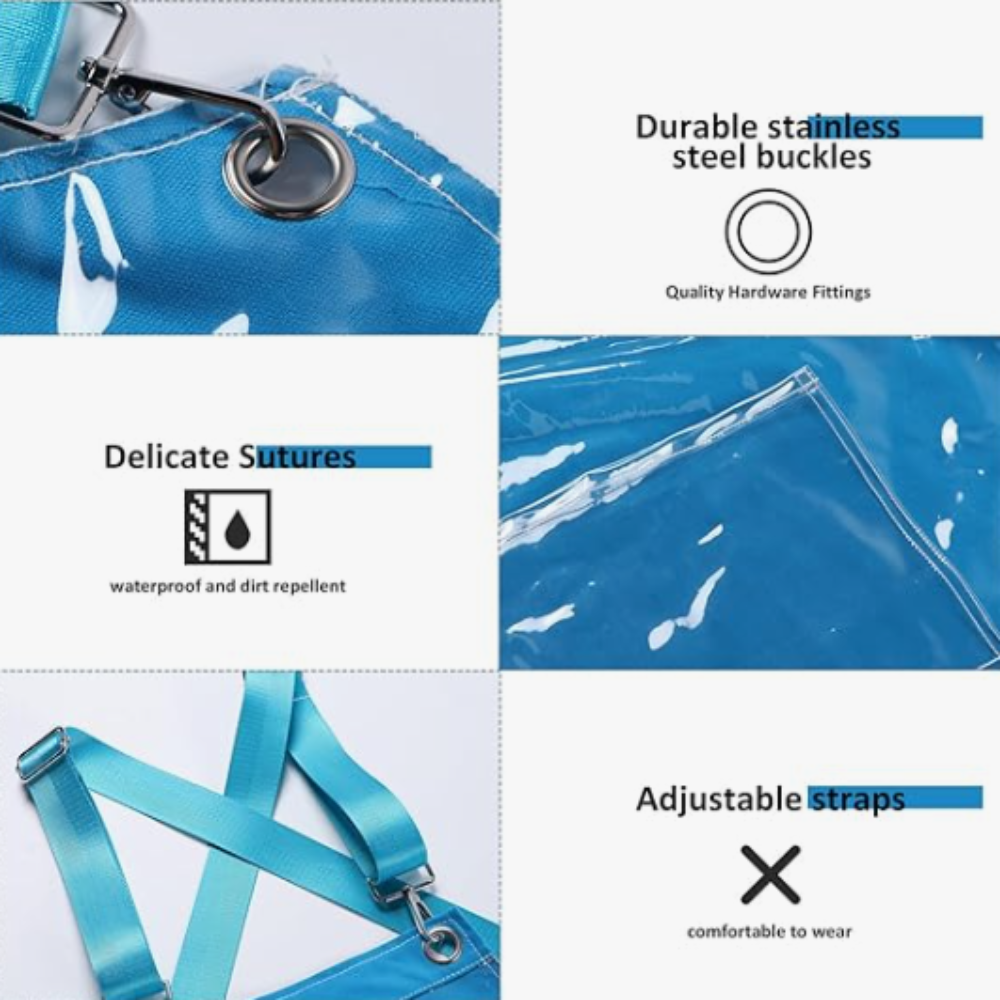 Kitchen Apron Blue Waterproof Oilproof Canvas Double Layer For Work Clothes