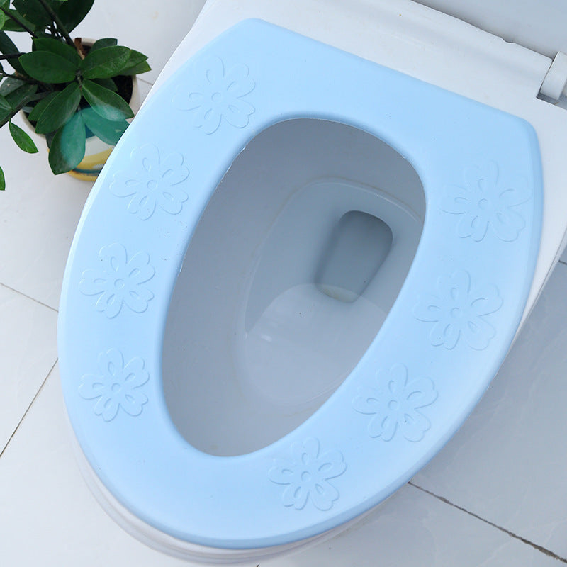 Toilet Seat Cover Blue Waterproof High Foam Eva Simple Type O Pad Bathroom Accessories