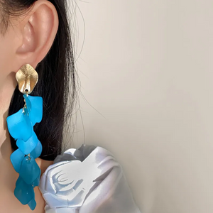 Veile Studios Seaside Bloom Acrylic Petal Tassel Long Style Drop Earrings For Women Jewelry