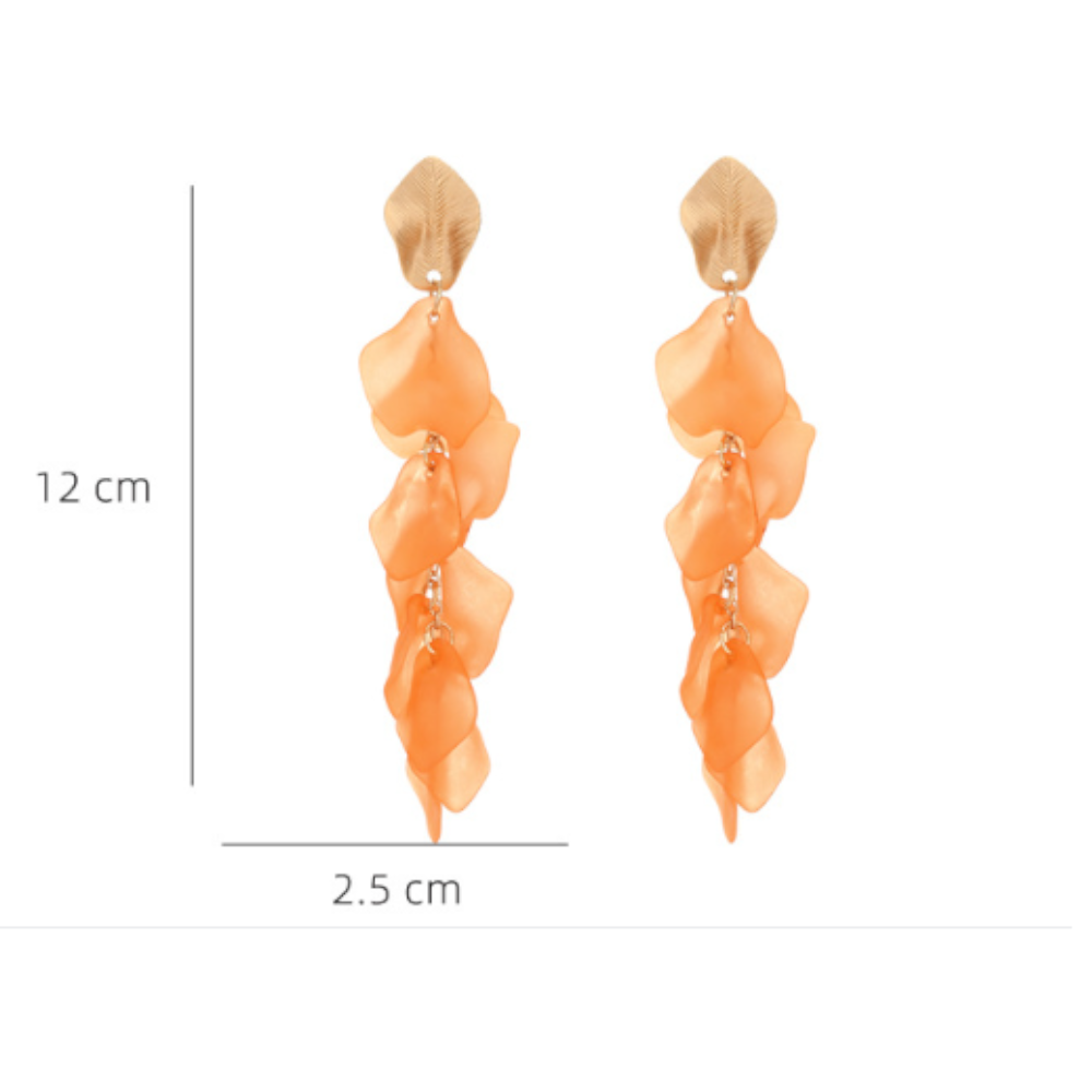 Veile Studios Seaside Bloom Acrylic Petal Tassel Long Style Drop Earrings For Women Jewelry