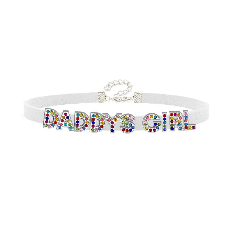 Veile Studios Colorful Letters Daddys Girl Choker Necklace Custom Collar Fashion Jewellery