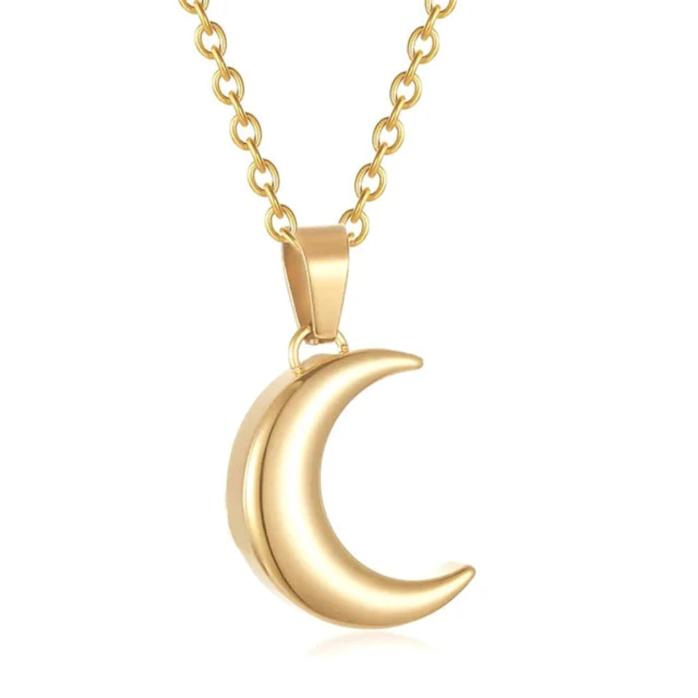 Veile Studios Smooth Moon Urn Necklaces Hold Human Pet Ashes Stainless Steel Memorial Pendant