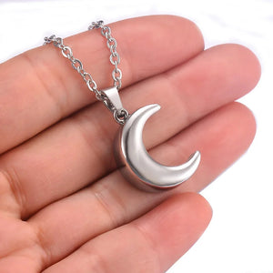 Veile Studios Smooth Moon Urn Necklaces Hold Human Pet Ashes Stainless Steel Memorial Pendant