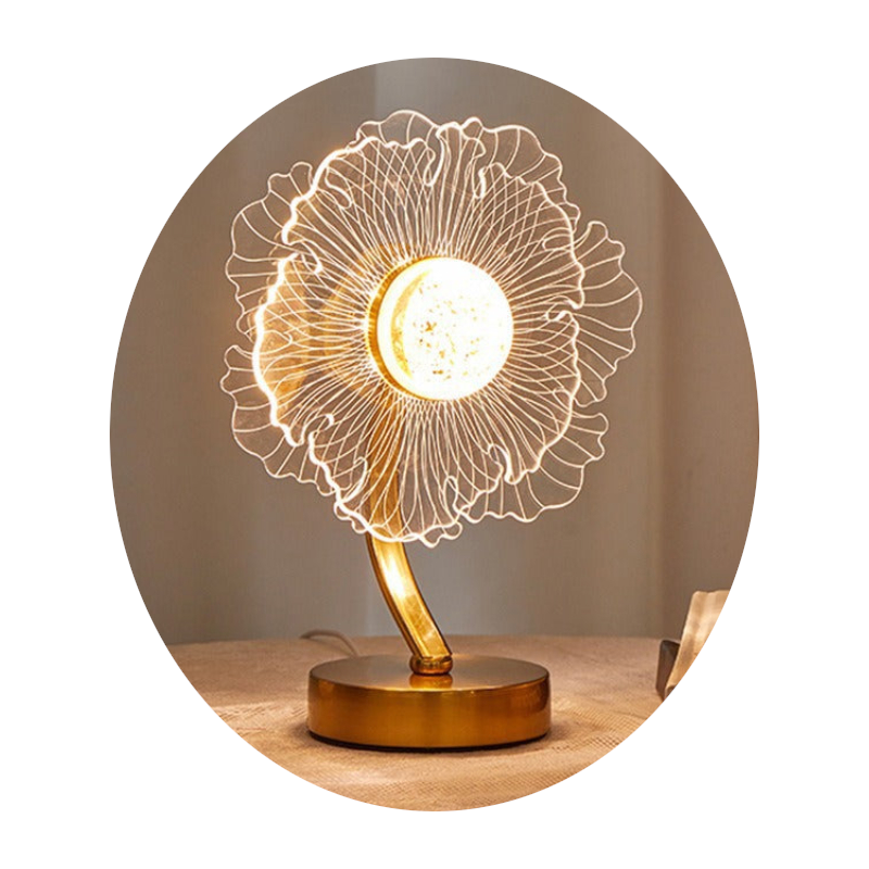 Sunflower Shape Luxury Acrylic Table Lamp Modern Usb Powered Night Light | Decorative Atmosphere For Bedroom Living Room