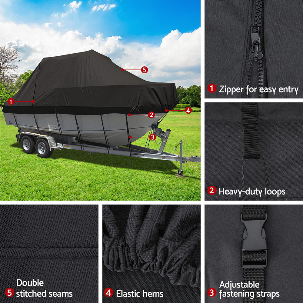 Seamanship Boat Cover 19 21Ft Trailerable Jumbo Marine Grade Heavy Duty Black