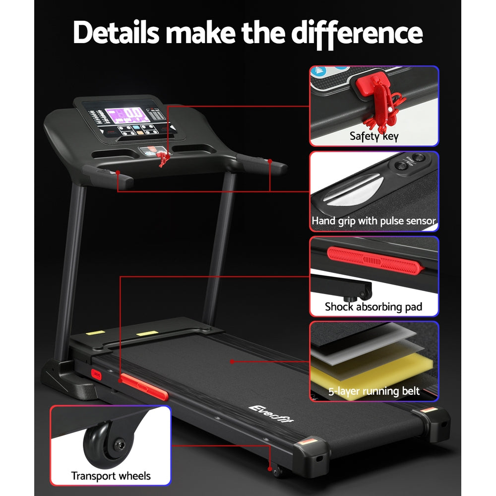Everfit Treadmill Electric Auto Incline Home Gym Fitness Exercise Machine 520Mm