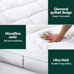 Giselle Bedding Mattress Topper Pillowtop Bamboo 10Cm Double