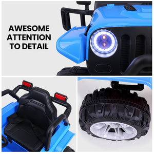 Rovo Kids Jeep Inspired Electric Ride On Toy Car With Parental Remote Control Bluetooth Music