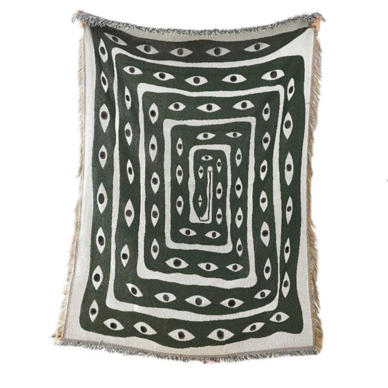 Green Eye Snake Throw Blanket Decor Carpet Wall Hanging Outdoor Camping Mat