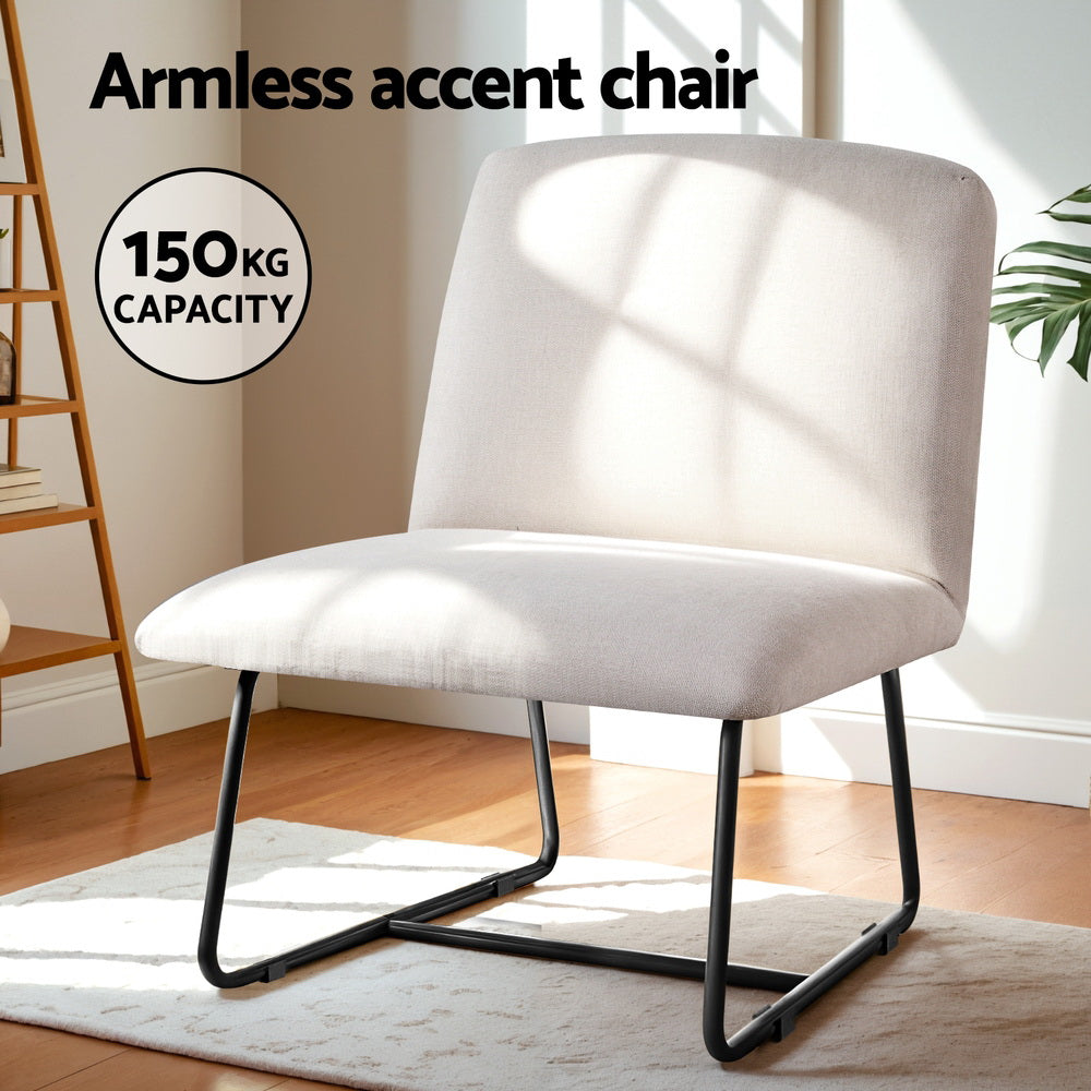 Artiss Accent Chair Armless Armchair Sled Cross Leg Beige