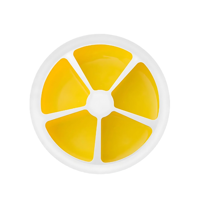 Food Container Yellow Round Grid Flower Shape Fruit Plate For Kitchen Storage