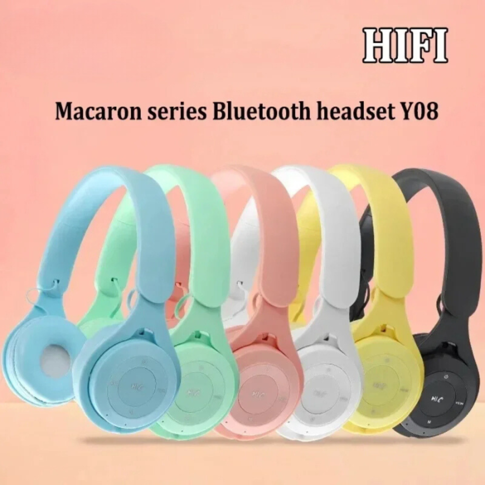 Headphone Yellow Y08 Bluetooth Wireless Headset Over Ear For Mobile Accessories