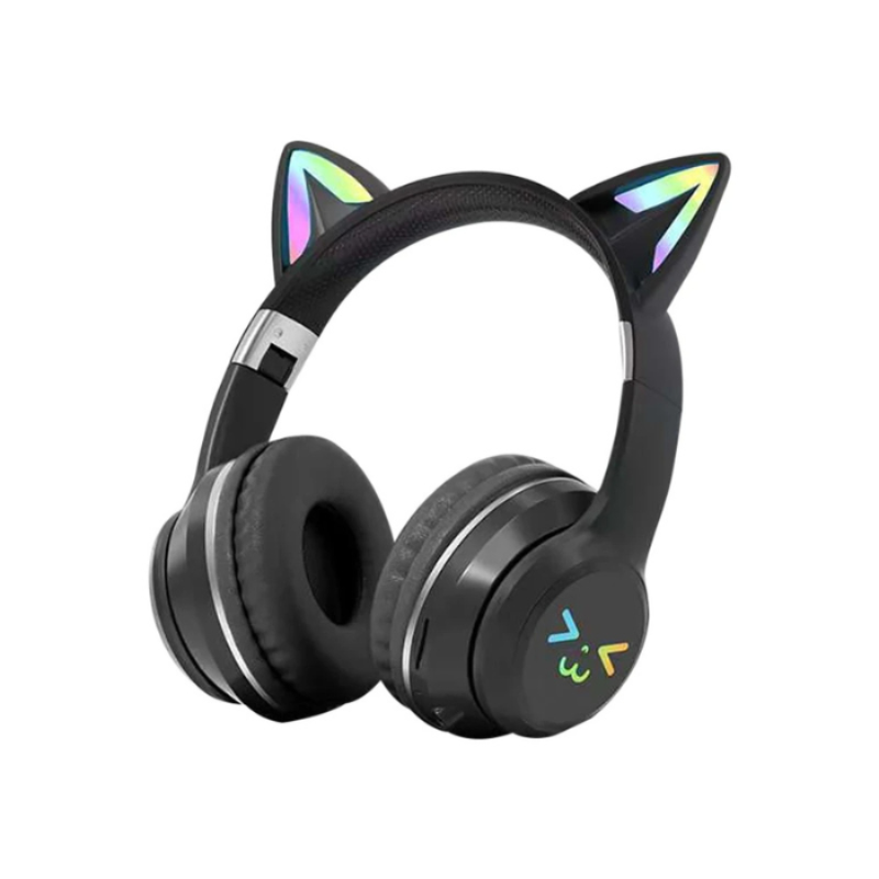 Black Bluetooth Cat Ear Wireless Foldable Headset For Mobile Accessories