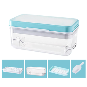 Blue Premium Large Capacity Ice Cube Tray With Lid And Scoop Perfect For Cocktails Summer Drinks