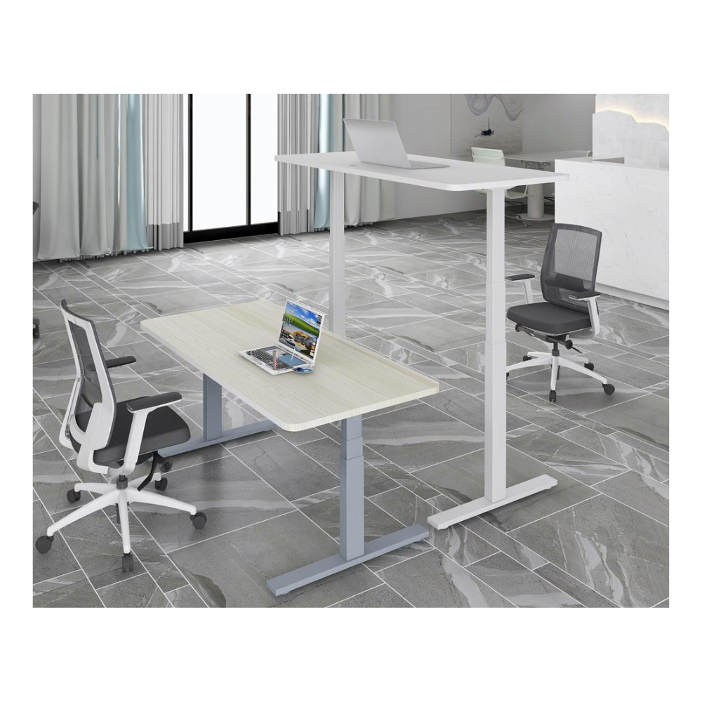 Standing Desk Height Adjustable Sit Motorised Grey Single Motors Frame Top