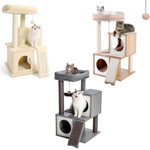 Cat Tree House Tower Condo Wood Scratching Sisal Covered