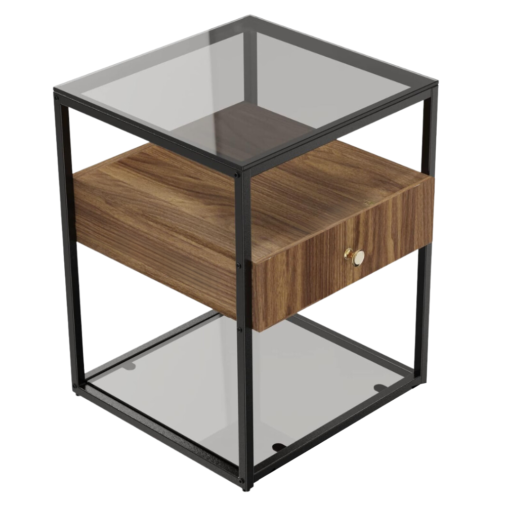 Drawer 3 Tier Living Room Storage End Table