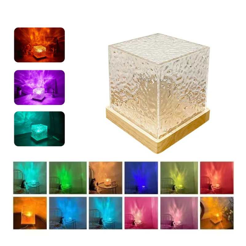 16 Colours Led Water Ripple Ambient Night Light Usb Rotating Projection Lamp