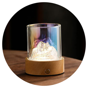 Colorful Glass Mountain Ambient Night Light Usb Rechargeable Touch Control Bedside Lamp Adjustable 3