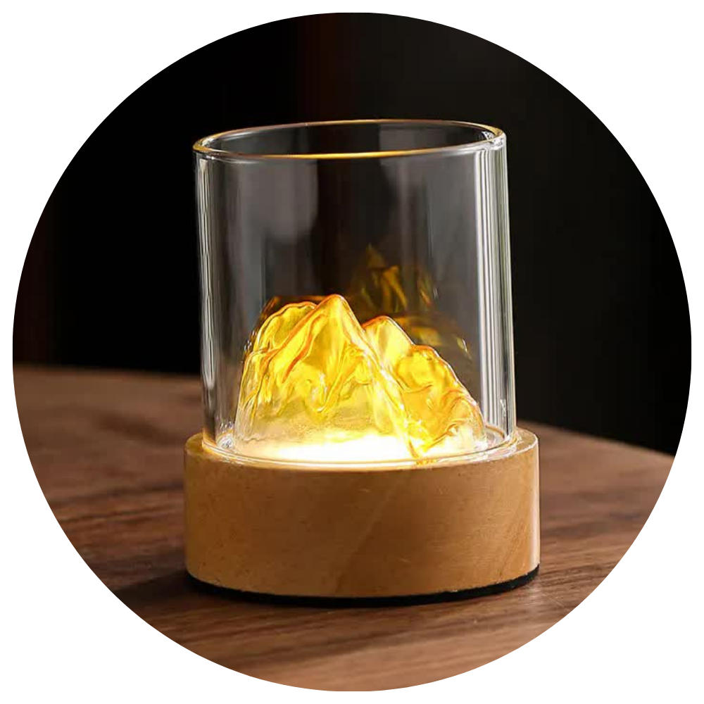 Golden Glass Mountain Ambient Night Light Usb Rechargeable Touch Control Bedside Lamp Adjustable 3 Color