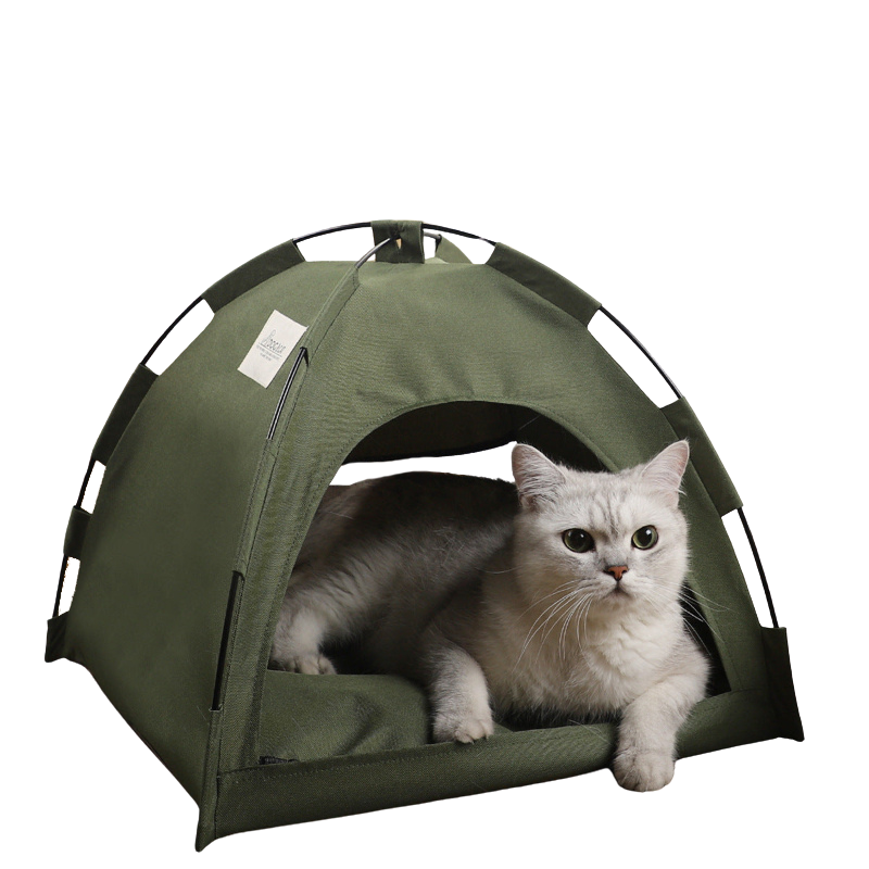 L Green Foldable Breathable Summer Pet Tent With Cooling Mat Portable Outdoor And Indoor Shelter