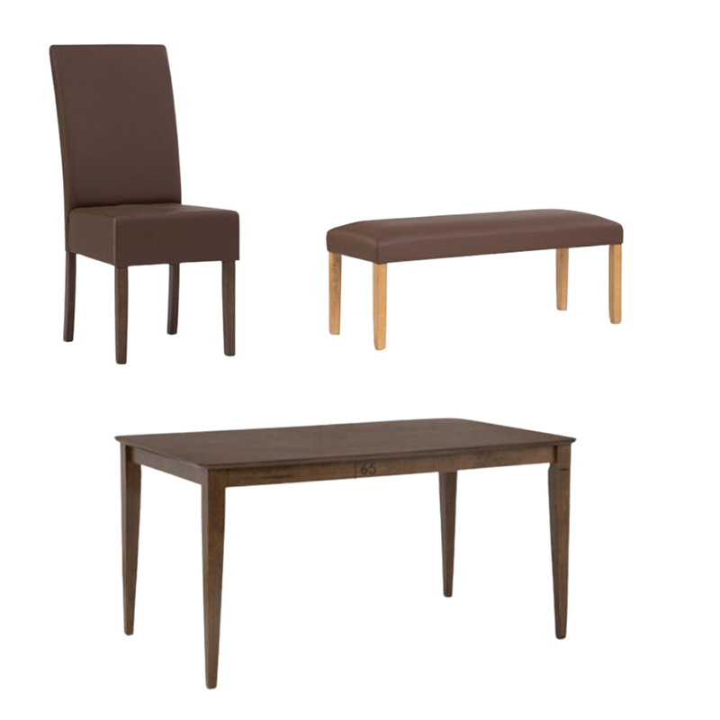 Allegro Dining Table + 4X Mesi Chair Bench 6 Piece Set Cocoa