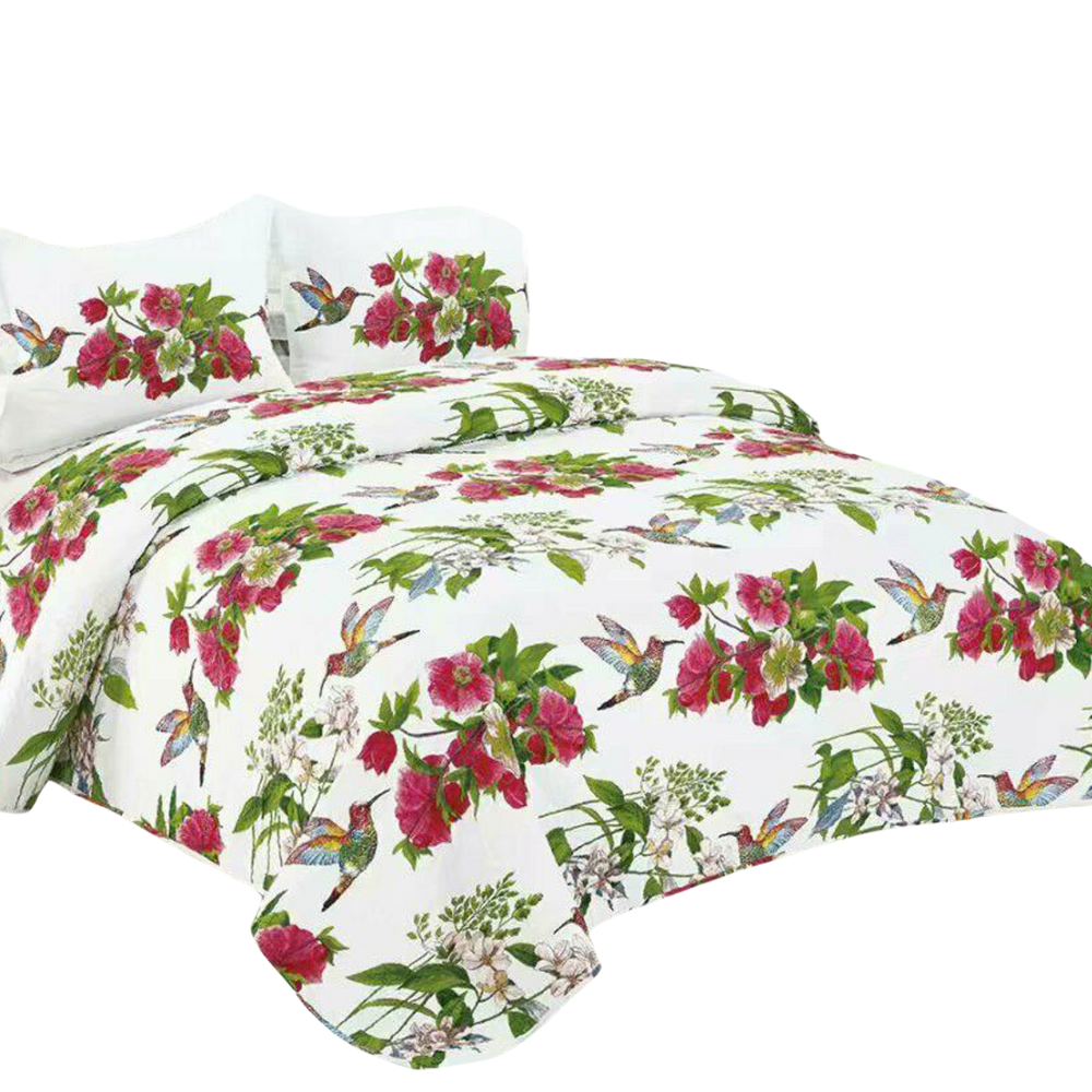 100% Cotton Coverlet Set Hummingbird Multi Queen