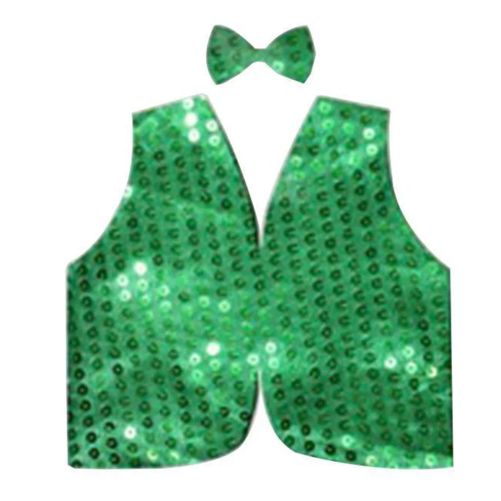 Kids Sequin Vest Bow Tie Set Costume 80S Party Dress Up Waistcoat