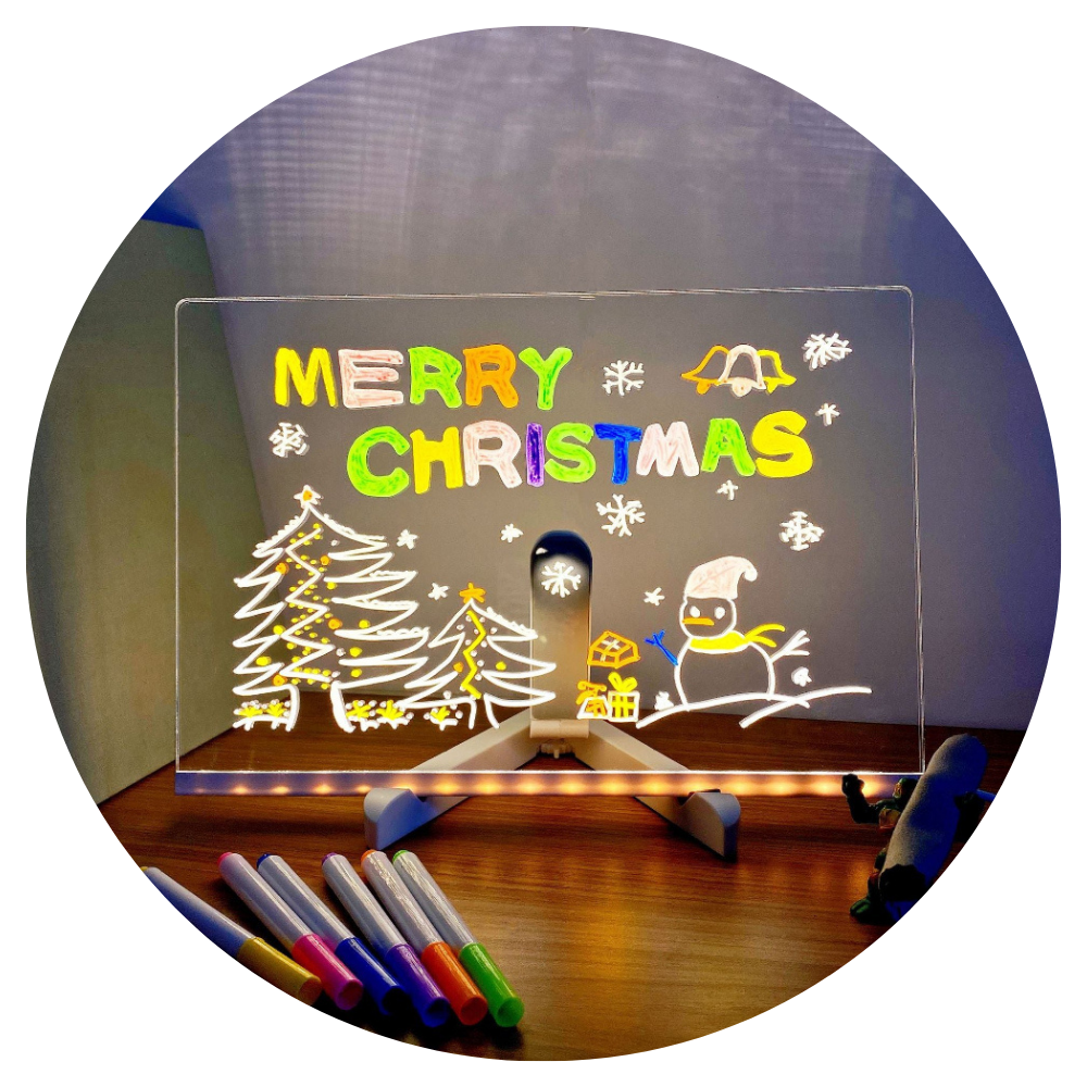 11.8' X 7.87' 0.11' Erasable Diy Kids Drawing Board Glow In The Dark Writing Reusable Chalkboard For Art & Learning Crea