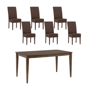 Allegro Dining Table + 6X Mesi Chair 7 Piece Set Cocoa