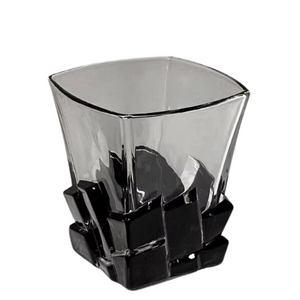 4 Pcs Black Frosted Ice Cube Glass Creative Whiskey Premium Textured Tumbler 300Ml Capacity For Home Bars