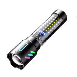 Elosung Led Rechargeable Laser Flashlight Multifunctional Type C Strong Light Torch With Adjustable Zoom