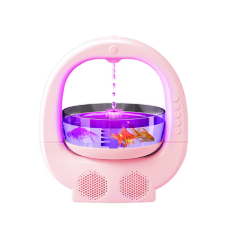 Pink 3 In 1 Anti Gravity Humidifier Multifunctional Aromatherapy Machine Bluetooth Compatible Speaker Fish Tank Ambient