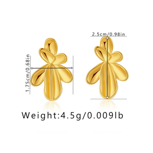 Veile Studios Irregular Three Dimensional Leaf Plated Earring In 18K Real Gold Colour