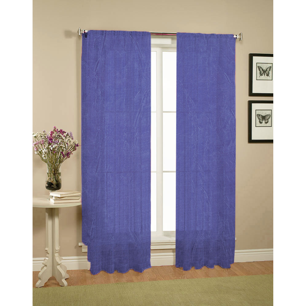 Pair Of Crushed Sheer Curtains Blue