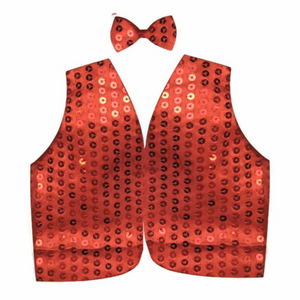 Kids Sequin Vest Bow Tie Set Costume 80S Party Dress Up Waistcoat