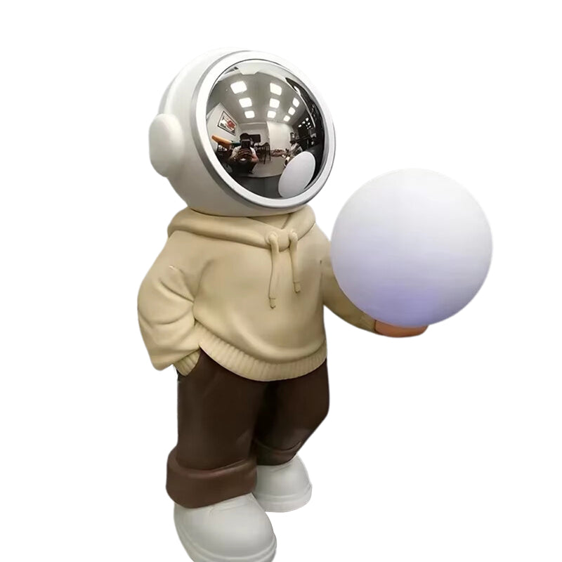 Holding A Dreamy Starry Sky (Beige Top + Brown Pants) Creative Astronaut Bluetooth Speaker With 3D Lighting Portable Wir