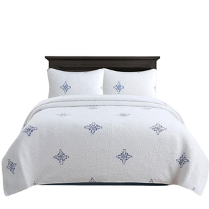 100% Cotton Lightly Quilted Coverlet Set Colorado Blue King