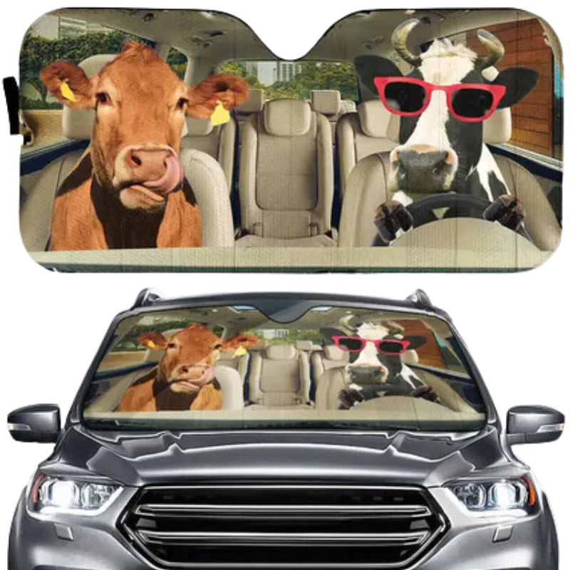 Funny Horse Driving 3D Printing Car Sun Visor Auto Decoration For Vehicle Parts Accessories